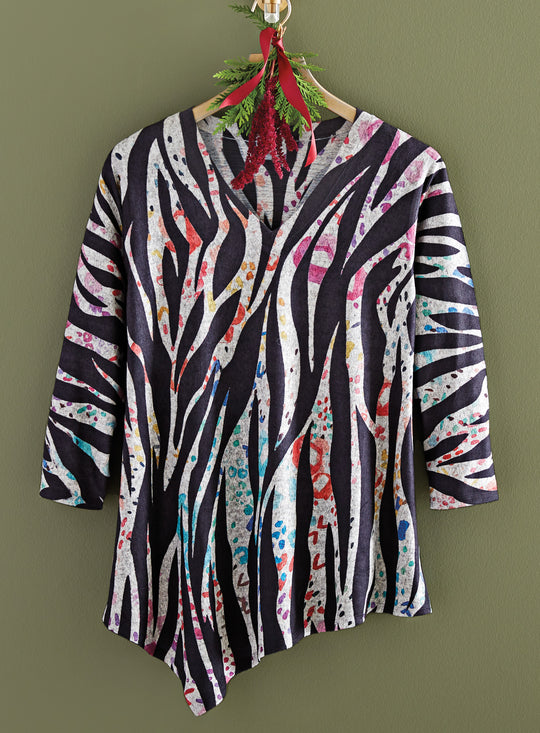 Rainbow Zebra V-Neck Top