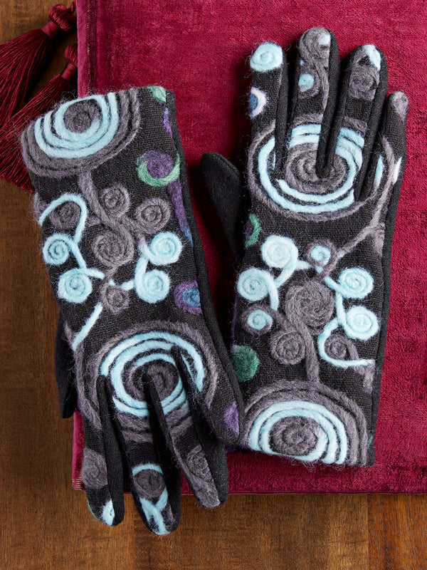 Turquoise Swirl Touch Screen Gloves
