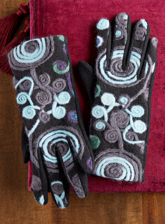 Turquoise Swirl Touch Screen Gloves