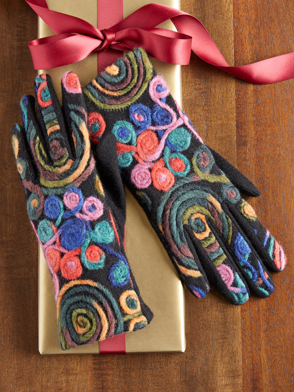 Multicolor Swirl Touch Screen Gloves