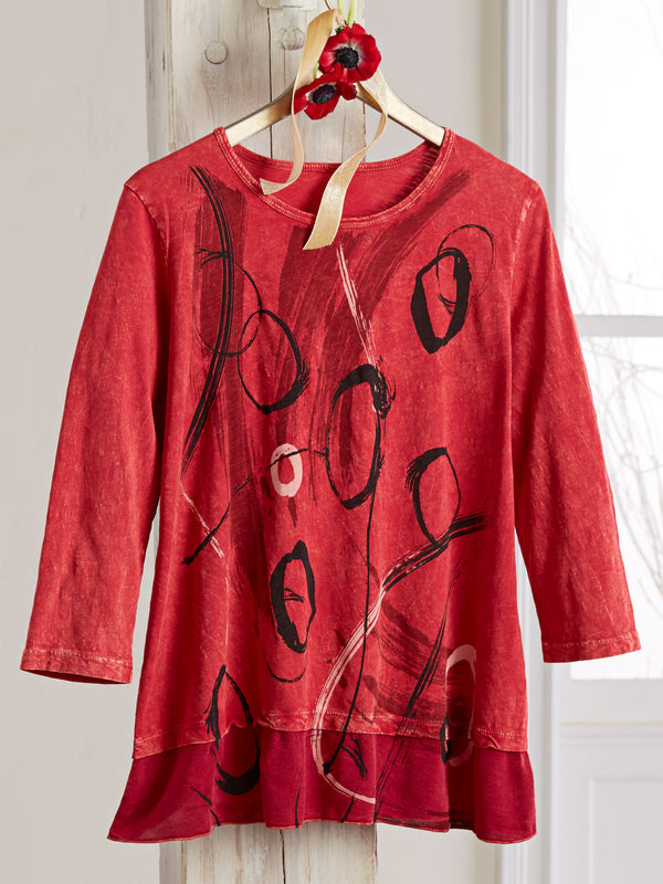 Red Calligraphy Tiered Top