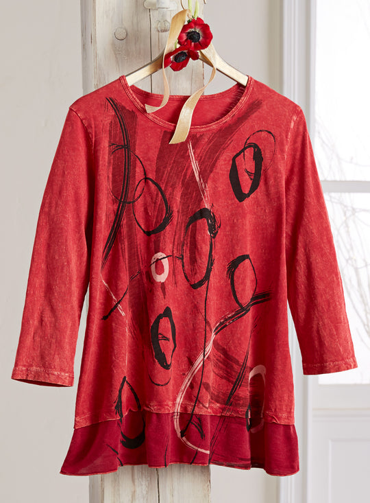 Red Calligraphy Tiered Top