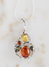 Amber Energy Tricolor Earrings and Necklace Set