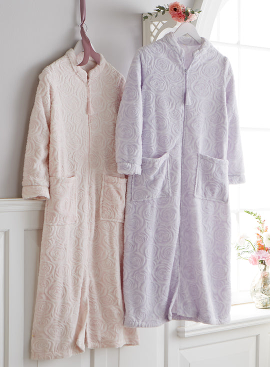 Velour Embossed Rose Robe FINAL SALE (No Returns)