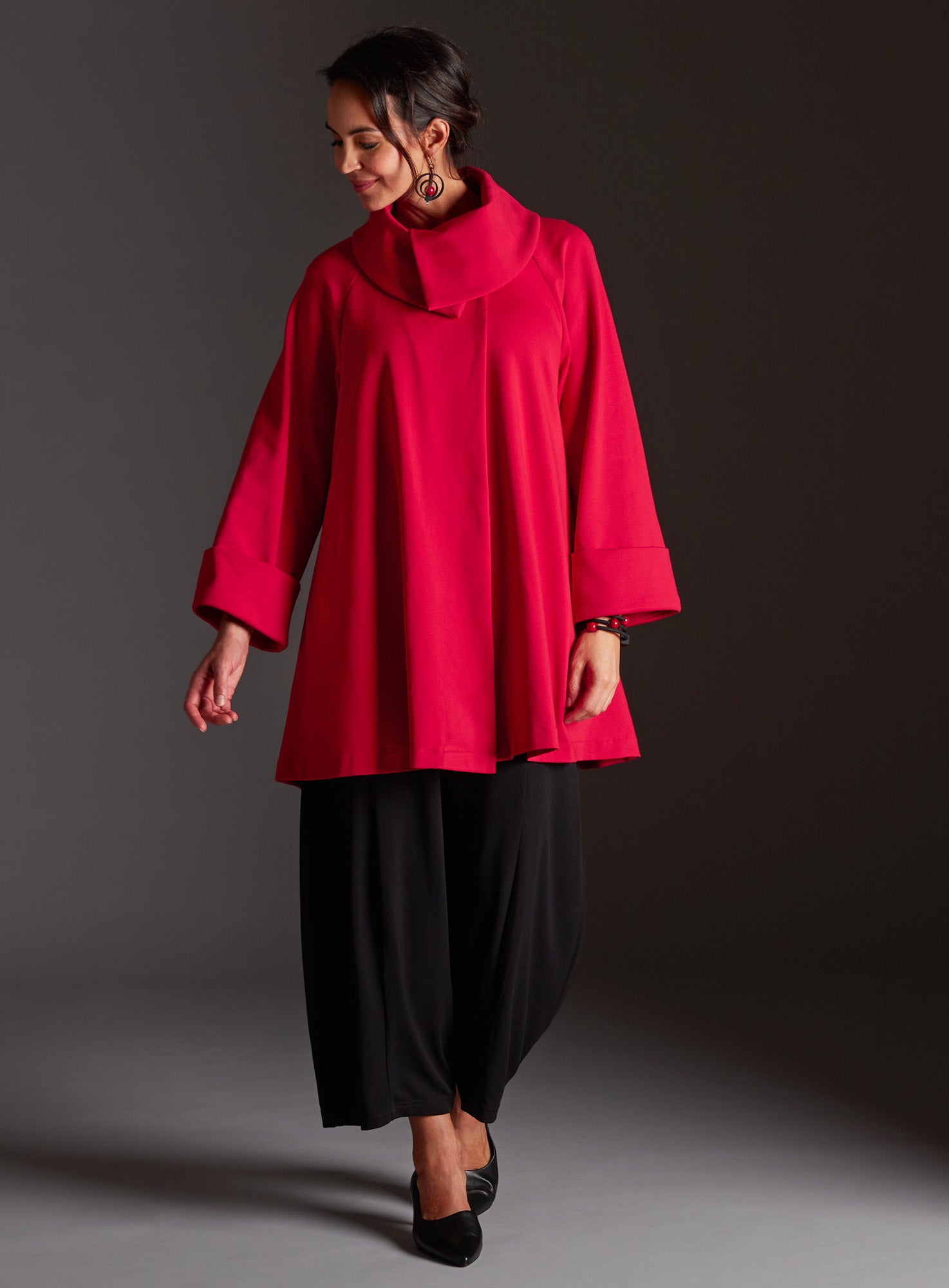 A New Slant Swing Jacket Outfit - Red | Petalura