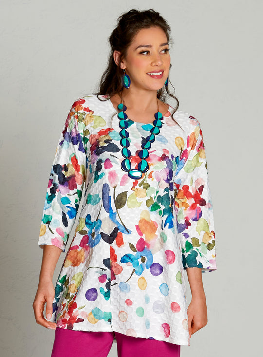 Petals and Polka Dots Pucker Knit Top