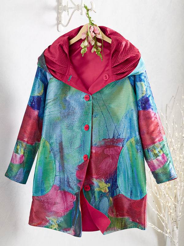 Lily Pond Reversible Pleated Raincoat