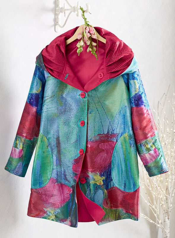 Lily Pond Reversible Pleated Raincoat