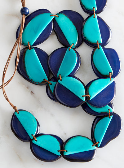 Cool Blue Layered Tagua Jewelry