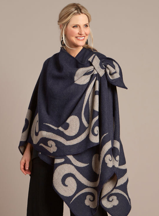 Hands-Free Blanket Wrap - Navy and Gray