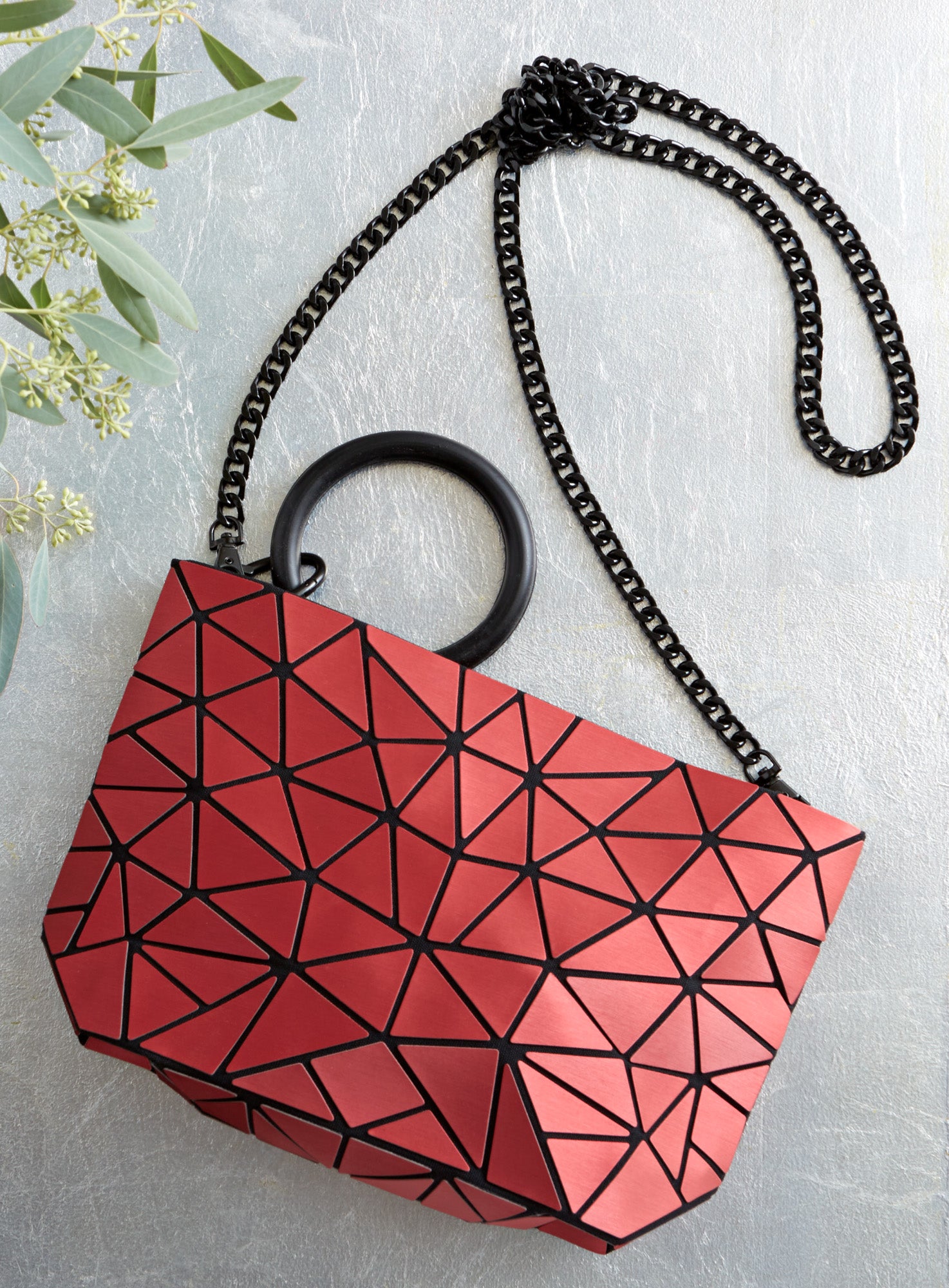 Red and silver online purse