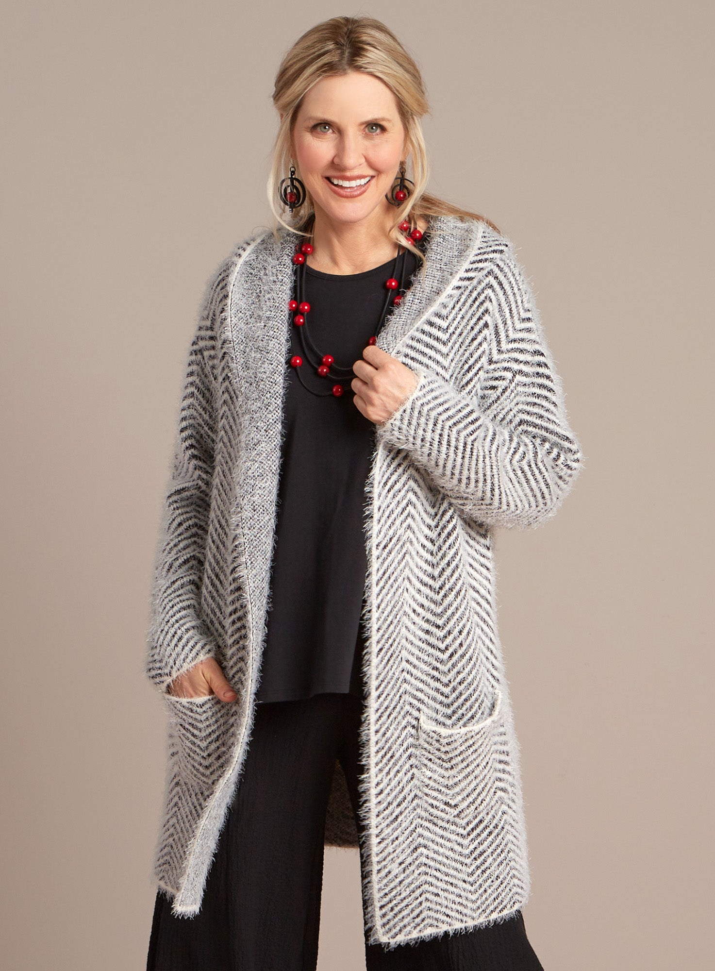 Fuzzy cardigan with hood hot sale