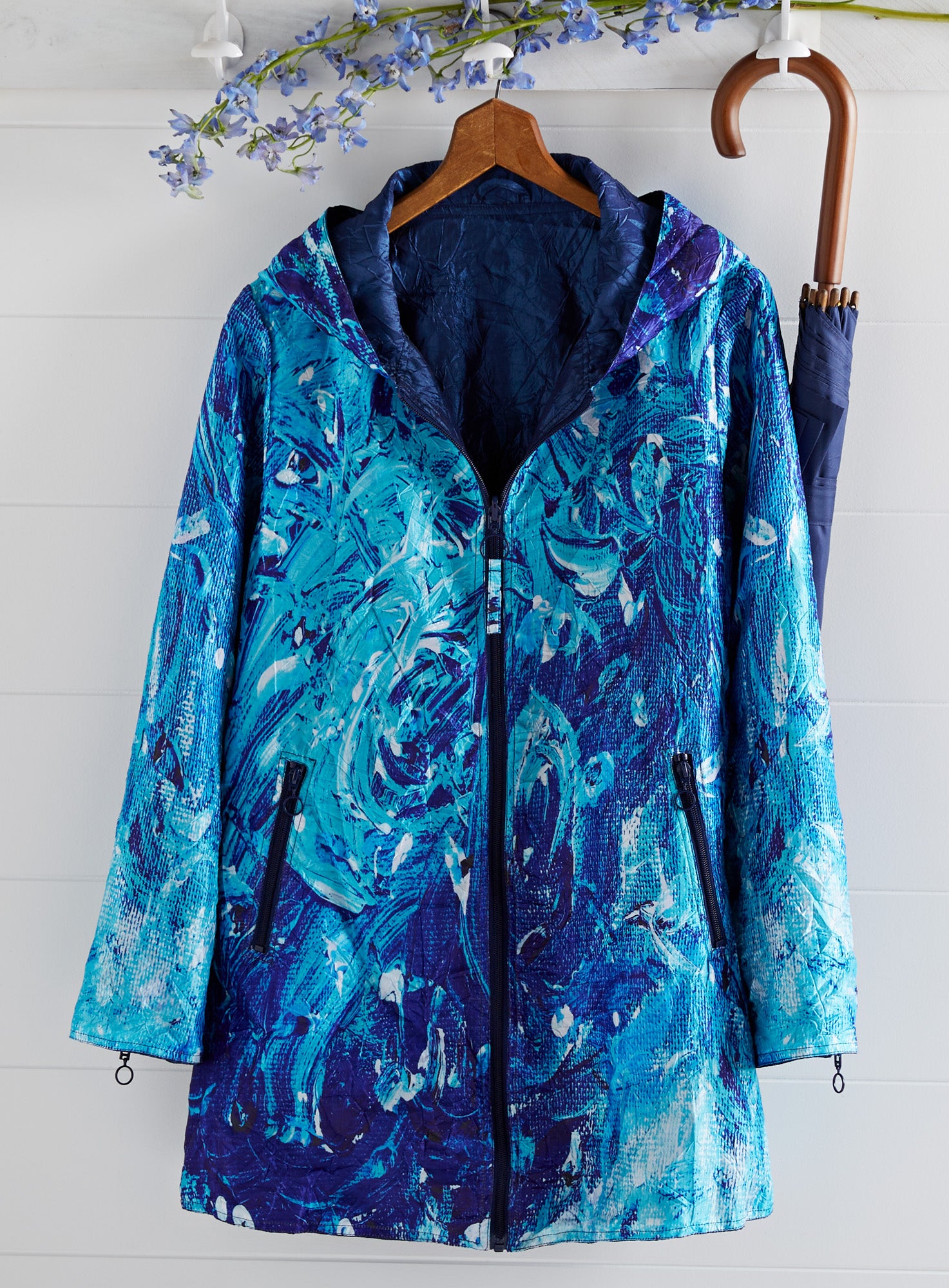 Ocean Hideaway Reversible Raincoat | Petalura