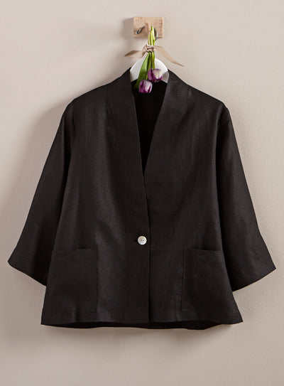 Easy Linen One-Button Jacket