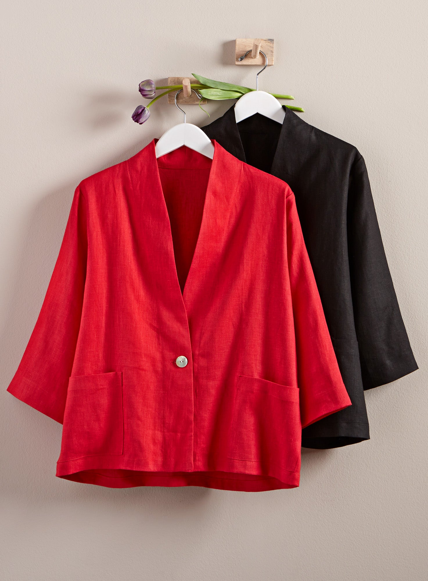 Red linen deals jacket ladies