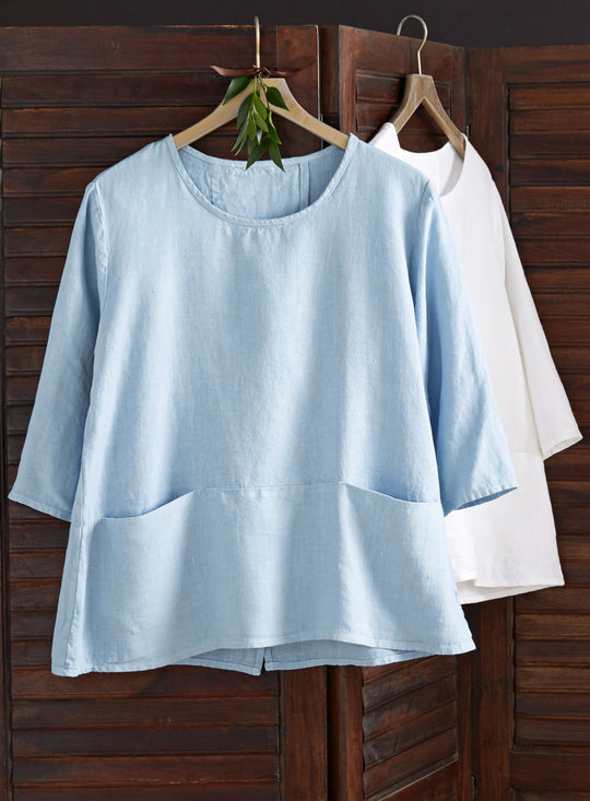 Linen Cross-Back Pocket Top FINAL SALE (No Returns)