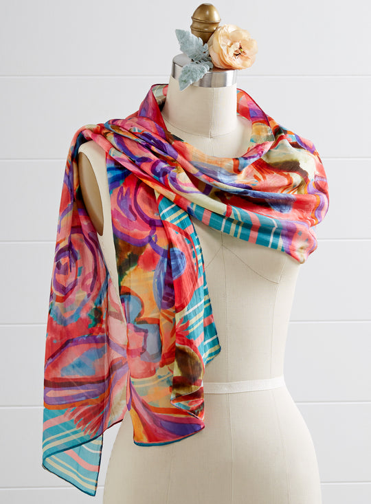 Tropical Sketch Silk Scarf