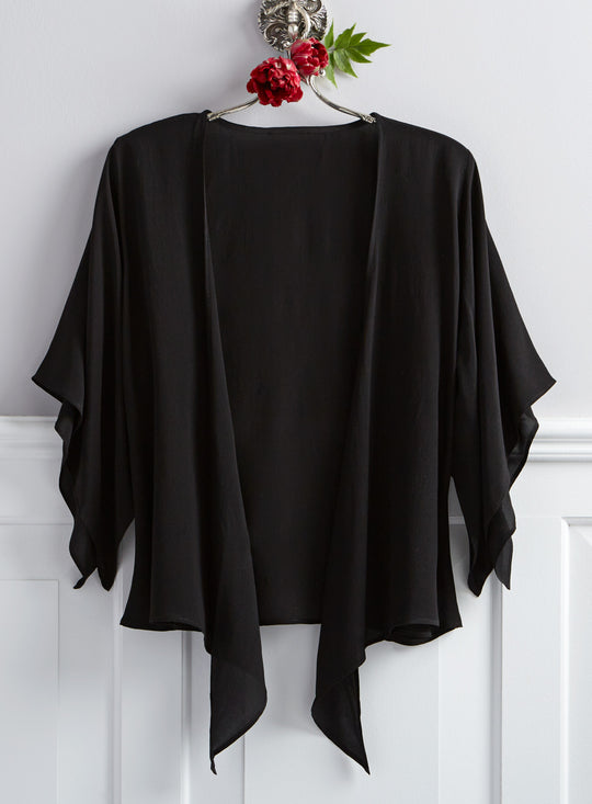 Flutter Sleeve Silk-blend Jacket