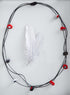 Pinwheel Triple Strand Necklace - Red and Gray
