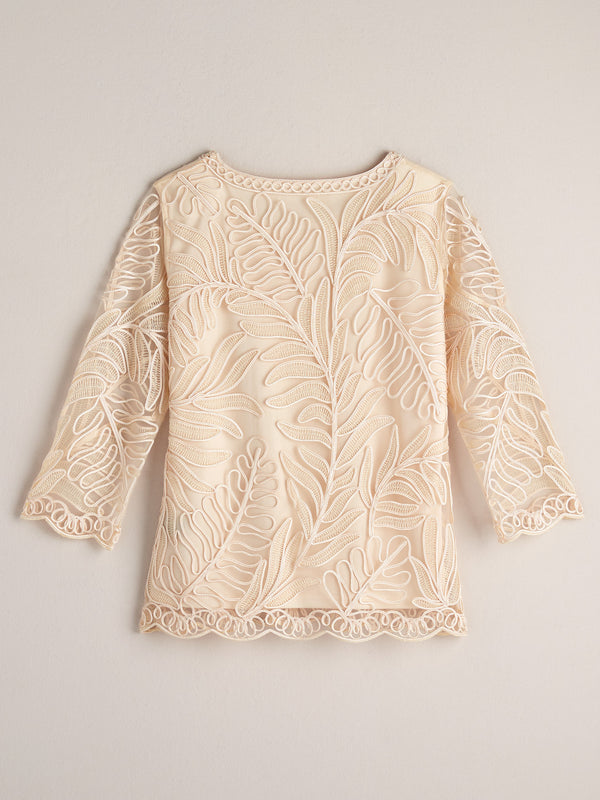 Ribbon Embroidered Fern Blouse FINAL SALE (No Returns)