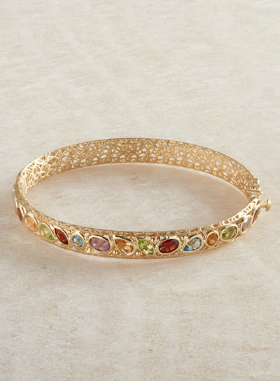 Italian 14-Karat Gold Faceted Gemstone Bracelet