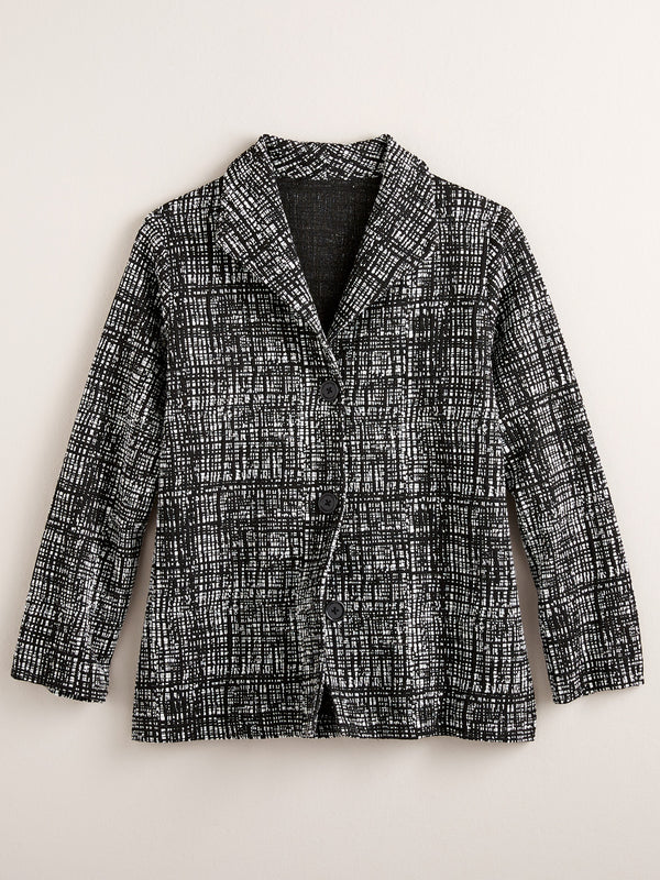Criss-Cross Jacquard Knit Jacket