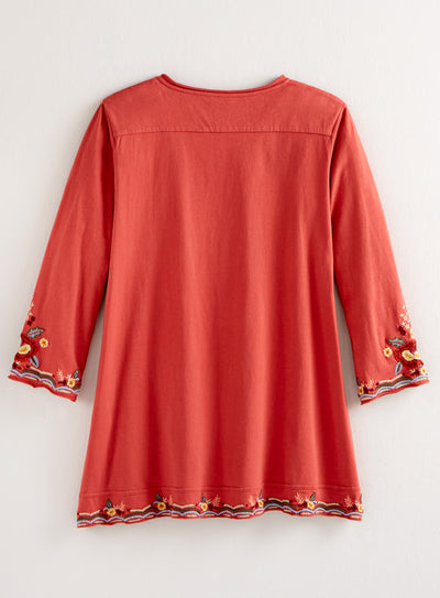 Vintage Bouquet Embroidered 3/4-sleeve Top