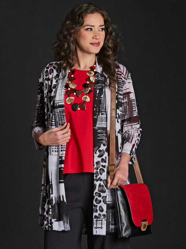 Wearever Black-and-White Leopard Cardigan