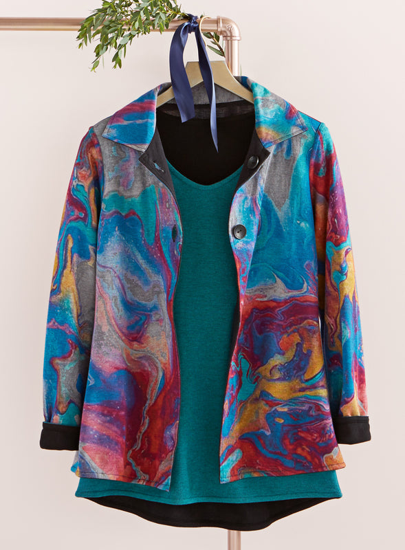 Double Up Reversible Jacket - Marbled Swirl
