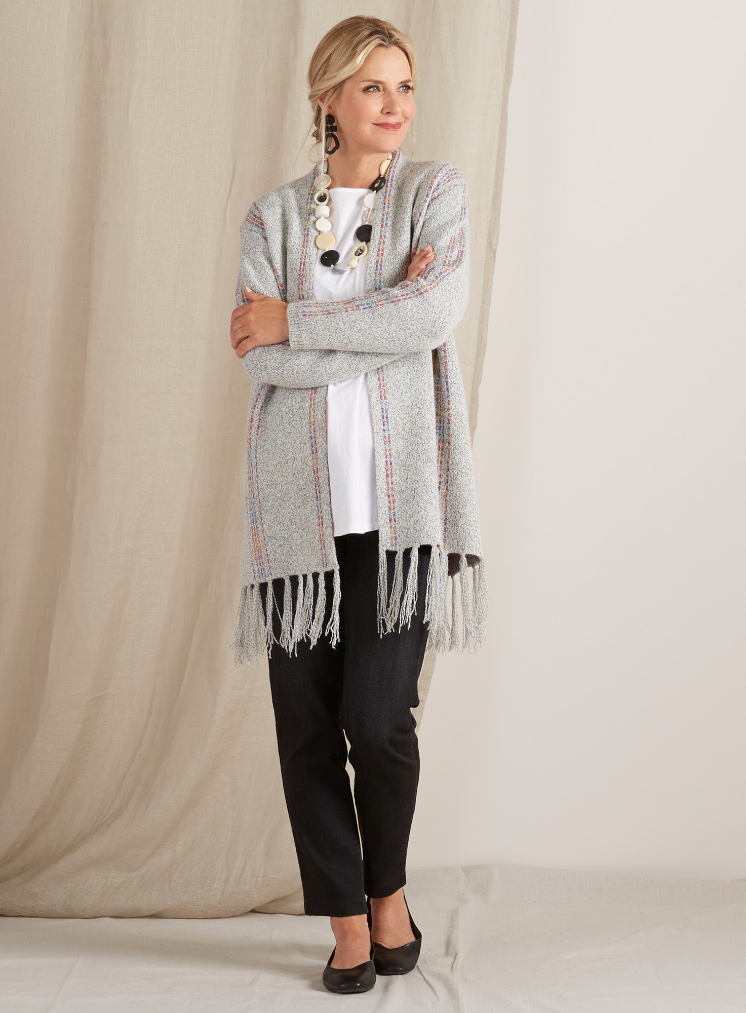 White shop tassel cardigan