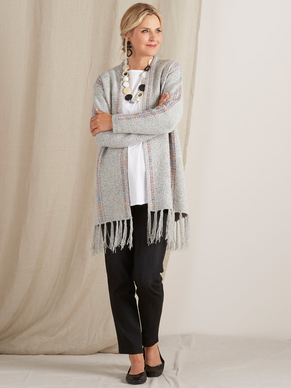 Moonbow Tassel Cardigan Outfit - White