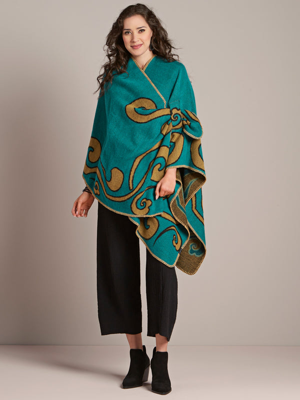 Teal and Gold Blanket Wrap Outfit
