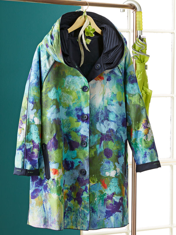 Impressionist Garden Reversible Pleated Raincoat