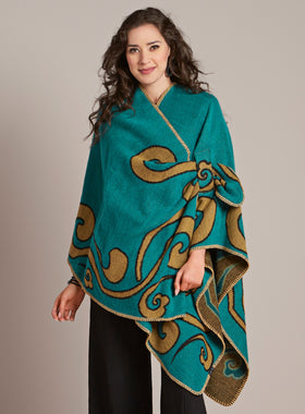 Hands-free Blanket Wrap - Teal and Gold